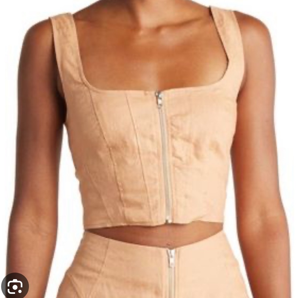 NICHOLAS Tan Darby Crop Corset Top